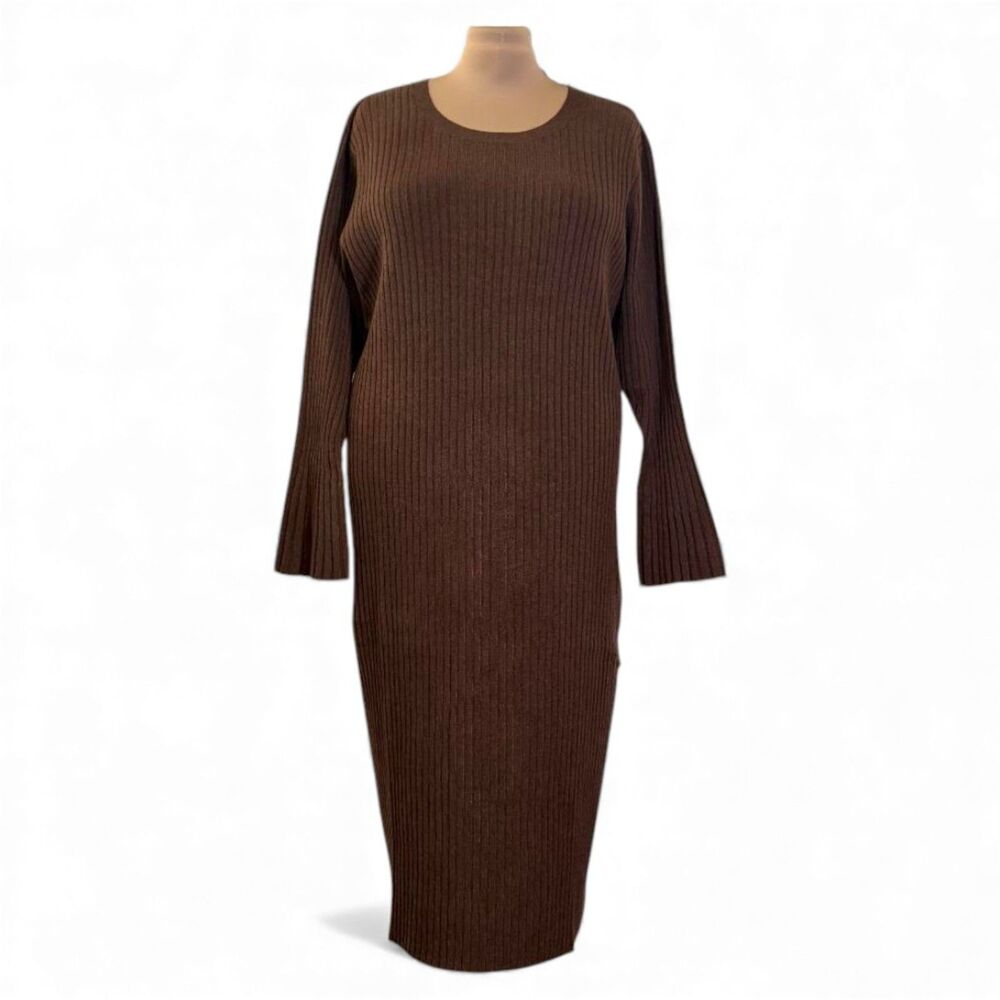 THE DROP Fernanda Bell Sleeve Ribbed Sweater Dress, NWT 5X - Picture 2 of 9
